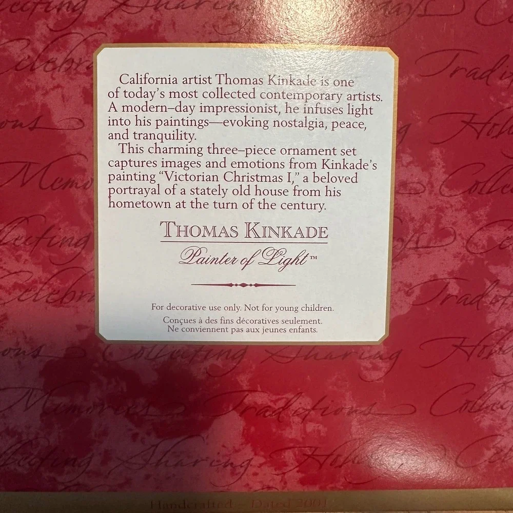 Thomas Kinkade‎ Victorian Christmas Ornament Set Snowman 2001 Hallmark